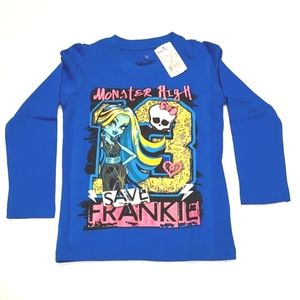 🔥SALE🔥 Monster High Save Frankie Girl's Long Sleeved Tee NWT Sizes 4 & 5